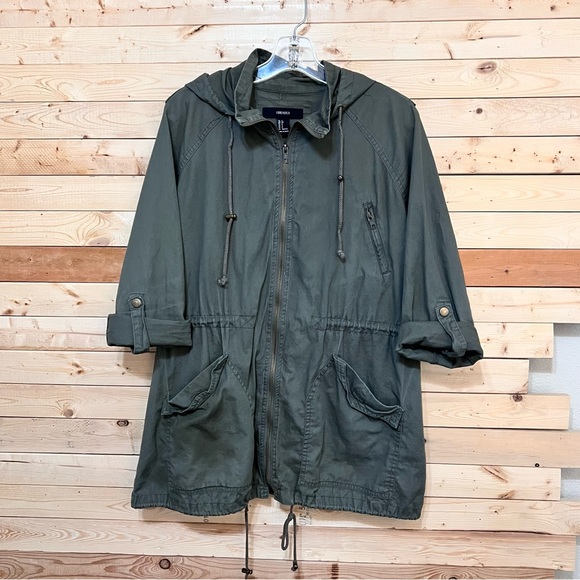 Forever 21 Army Green Hoodie Zipped Up front long sleeve Jacket size S - Picture 11 of 11